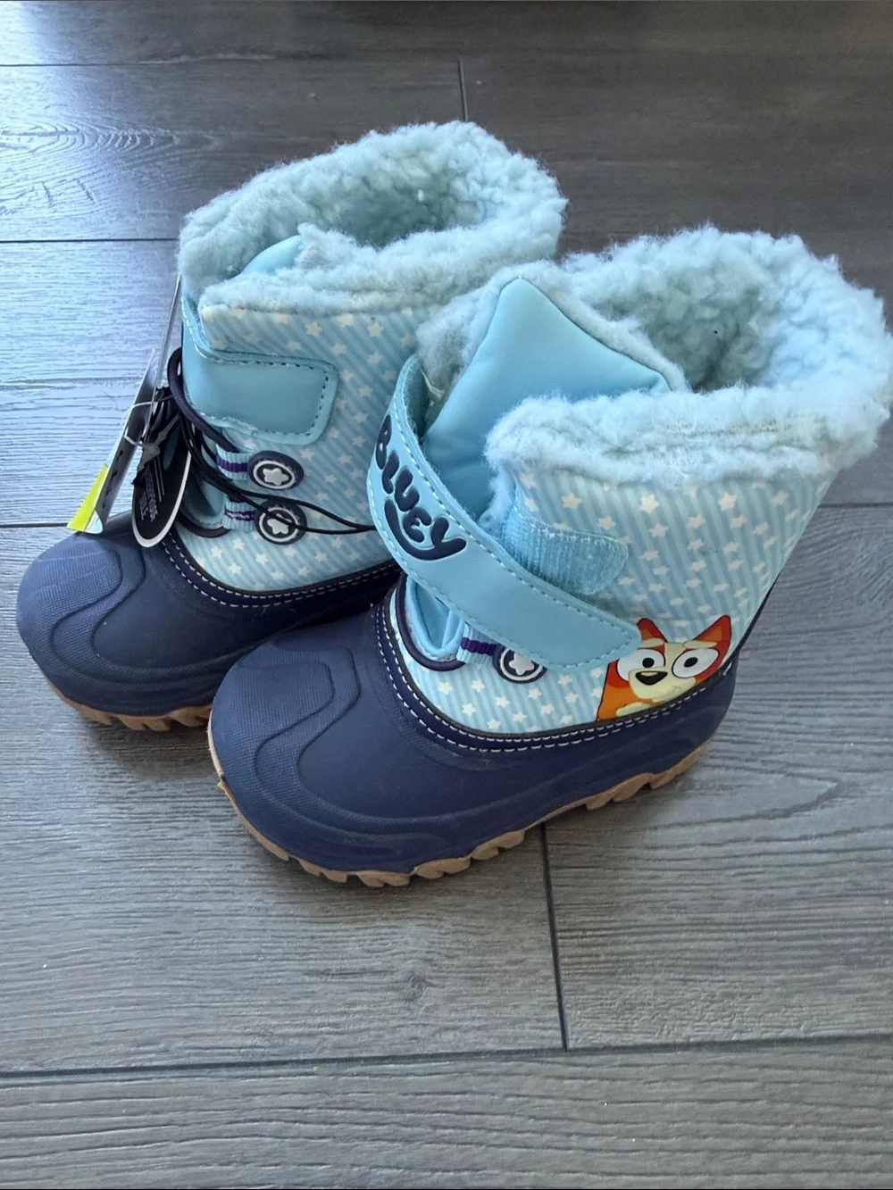Target Light Blue and Navy Kids Winter Boots with Fox Patch